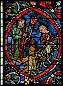 Fenster Nr. 5-L, Darstellung von Abraham bringt Isaak zum Opfer von French School