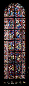 Fenster Nr. 5-R, Darstellung der Geschichten von Lot und Abraham von French School