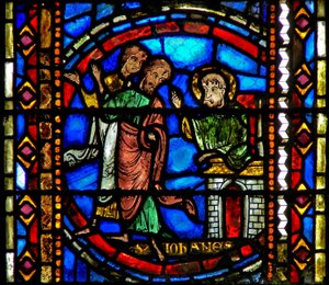 Fenster w53, Darstellung von St. Johannes der Täufer, der seine Jünger zu Christus sendet