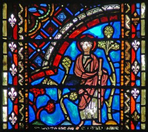 Fenster w53, Darstellung von St. Johannes der Täufer, der in die Wüste aufbricht