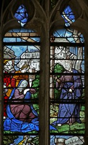 Fenster w5 mit Darstellung von Christus verabschiedet sich von seiner Mutter von French School