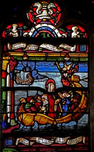 Fenster w5, Maria Magdalena segelt von Jerusalem ab darstellend