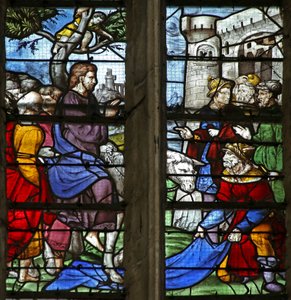 Fenster w5 mit Darstellung des Einzugs in Jerusalem