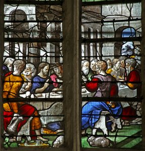 Fenster w5 mit Darstellung des Letzten Abendmahls von French School