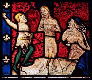 Fenster w6 Darstellung der Geißelung, ursprünglich aus der Kirche von Betton, Bretagne von French School