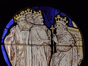 Fenster w72 Darstellung der Heiligen Drei Könige vor Herodes - Panel aus den Niederlanden? von French School