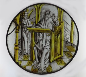 Fenster w76, Darstellung des Heiligen Matthäus mit seinem Symbolengel