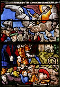 Fenster w7, Szene aus dem Buch der Offenbarung des Johannes: Das Schwert der Wahrheit; Das Tier und der Prophet werden gefangen genommen von French School