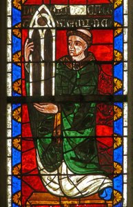 Fenster w7, das Stifter darstellt - den Dekan von Argentan, der ein Fenster gibt