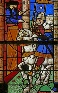 Fenster w8, das St. Augustinus darstellt, der den Grafen von Afrika, Bonifatius, besucht, um die Menschen von Hippo vor den Vandalen zu schützen von French School