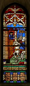 Fenster w8, das St. Augustinus darstellt, der den Grafen von Afrika, Bonifatius, besucht, um die Menschen von Hippo vor den Vandalen zu schützen