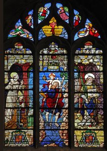 Fenster w9 mit dem heiligen Franziskus, dem heiligen Christophorus und dem heiligen Stephanus von French School