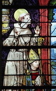 Fenster w9 mit dem heiligen Franziskus und einem Stifter