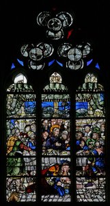 Fenster w9, Darstellung der Ereignisse im Haus von Simon: Maria Magdalena wäscht die Füße Christi