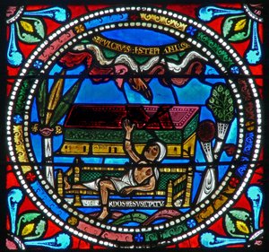 Fenster wXVII mit einem Priester - Auferstehung von French School