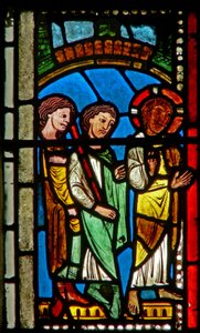 Fenster wXV mit einer Auferstehungsszene: der Weg nach Emmaus von French School