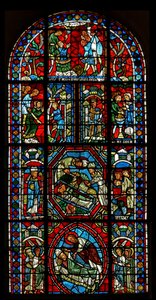 Fenster wXX mit einem zusammengesetzten Fenster über die Reliquien von St. Gervais und St. Protais und das Martyrium ihrer Eltern St. Vital und Valery