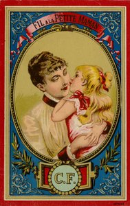 Frau kuschelt mit Kind von French School