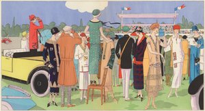 Damenmode bei den Rennen von Designern Jeanne Lanvin, Jean Patou, Premet, Georges Doeuillet