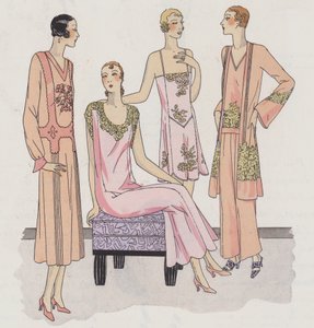 Damenunterwäsche-Design der 1930er Jahre von Designern Redfern und Rouff