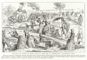 Arbeiten auf dem Champ de Mars zur Vorbereitung des Fête de la Fédération, Paris, Französische Revolution, 14. Juli 1790 von French School