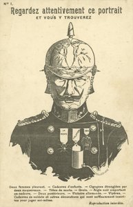 Erster Weltkrieg anti-deutsche Propagandapostkarte (Lithografie) von French School