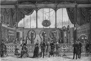 Weltausstellung von 1867: Gaswassergeräte erfunden von Hermann Lachapelle und Glover. Gravur in „Le Monde Illustré“ Nr. 578 vom 9. Mai 1868 von French School