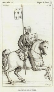 XIII. Jahrhundert, Herrschaft von Ludwig IX., Kriegskostüm (Gravur) von French School