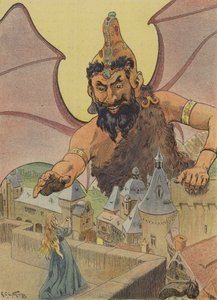 "Du wirst mir folgen", sagte der Riese (Farblithografie) von French School