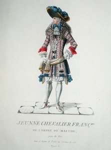 Junger Ritter des Ordens der Ritter von Malta im Jahr 1678, Illustration aus 