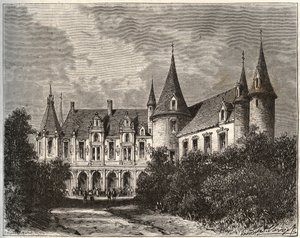 Schloss du Rocher in Mézangers in Mayenne - Gravur in 