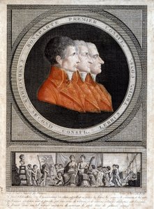 Porträt der drei Konsuln, Napoleon Bonaparte (1769-1821), Jean Jacques Regis (Jean-Jacques-Regis) de Cambaceres (1753-1824) und Charles Francois Lebrun (1739-1824)