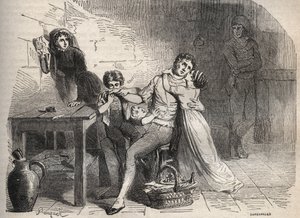 Die Lyoner Postkutschenaffäre - Fall des Lyoner Postkuriers: Der Abschied von Joseph Lesurques von seiner Familie: angeblich in den Fall des Lyoner Postkuriers von 1796 verwickelt, wurde er fälschlicherweise beschuldigt, den Lyoner Postwagen überfallen zu 
