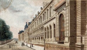 Ansicht des Louvre-Palastes in Paris. von French School