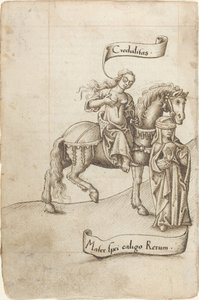 Leichtgläubigkeit bereitet sich darauf vor, die Mutter der Hoffnung zu stillen [fol. 18 verso] von French early 16th Century
