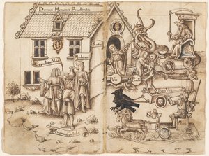 "Nicht umkehren, wenn du am Ende angekommen bist" [fol. 26 verso / 27 recto] von French early 16th Century