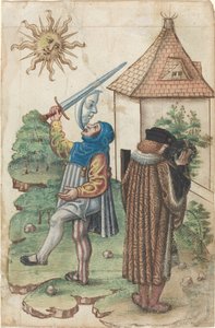 "Sprich nicht gegen die Sonne" und "Mach kein Wasser in Richtung der Sonne" [fol. 39 recto] von French early 16th Century