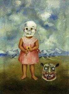 Sie spielt allein oder Mädchen mit Totenmaske