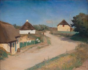 Häuser entlang einer Straße in Morsø, Jütland von Fridolin Johansen