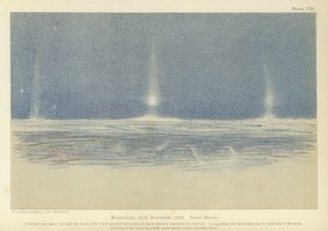 Mondschein, 22. November 1893, Pastellskizze (Farblithografie) von Fridtjof Nansen