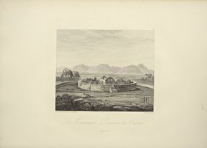 Peruanisches Denkmal von Canar, gezeichnet von Gmelin, gestochen von Bouquet, Illustration aus 