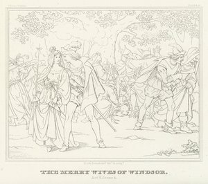 Die lustigen Weiber von Windsor, Akt V, Szene 4 (Gravur) von Friedrich August Moritz Retzsch