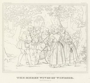 Die lustigen Weiber von Windsor, Akt V, Szene 4 (Gravur) von Friedrich August Moritz Retzsch