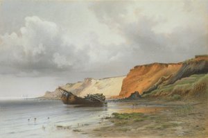 Wrack eines Segelbootes bei der Insel Rügen, ca. 1890 von Friedrich Emil Neumann