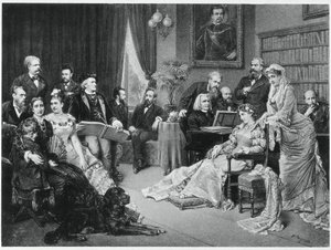 Richard Wagner und Liszt in Bayreuth mit Cosima und Siegfried - nach Fritz Georg Papperitz