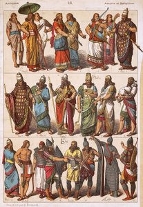 Kostüme der Assyrer und Babylonier, Lithographie, assyrisch-babylonische Zivilisation