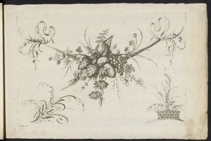 Feston aus Früchten, Blättern und Blumen