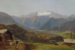 Blick von der Hütteneckalm auf den Hallstätter See und den Dachstein von Friedrich Loos