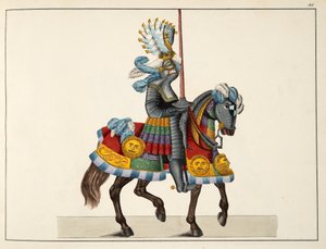 Ein Ritter auf dem Weg zu einem Turnier, Platte aus 