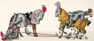 Zwei verletzte Ritter bei einem Turnier, Platte aus 